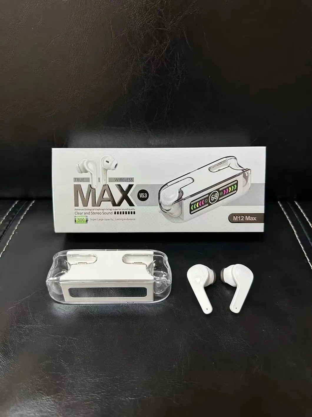 Original M-12 Max Wireless Earbuds with LED Power Playing Time Display | Stereo Bluetooth Earphone | Airbuds