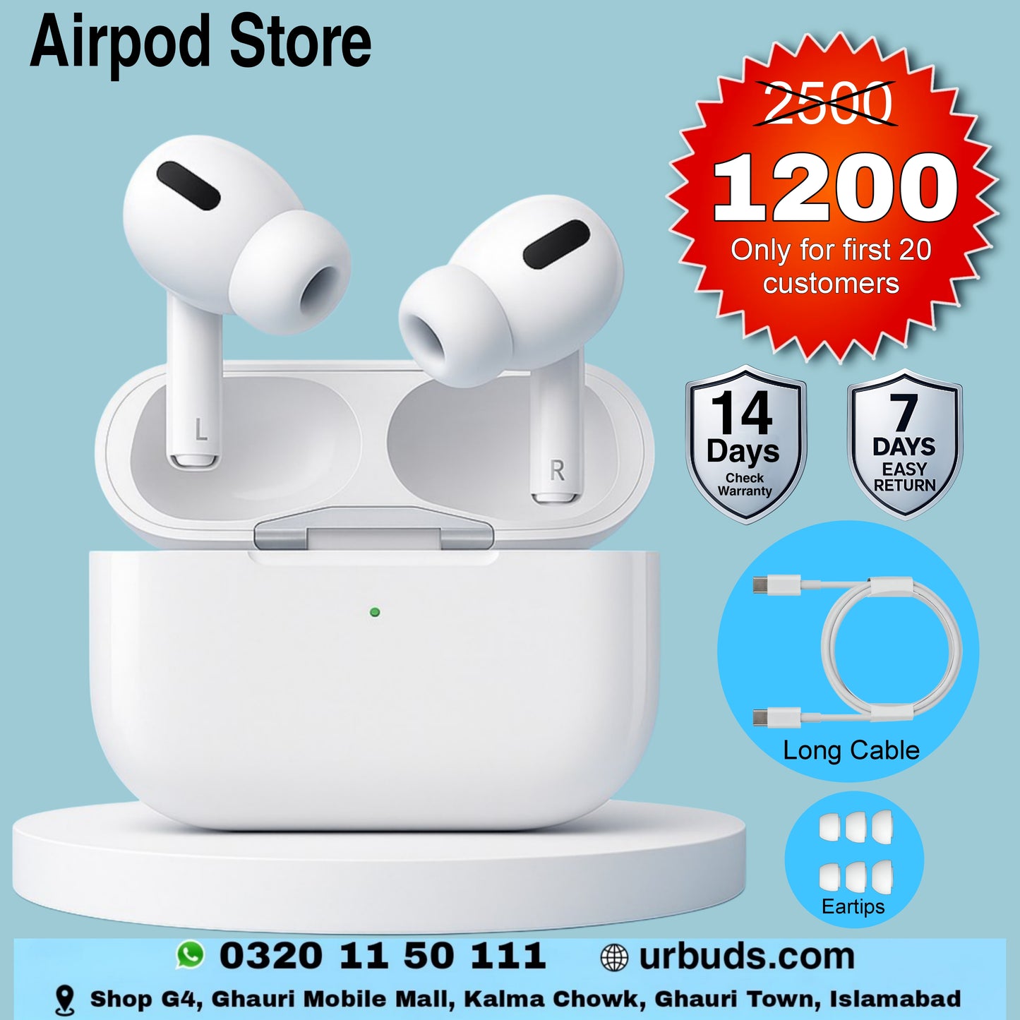 Airpods Pro 2 | Extreme Bass & Crystal Clear Sound | Buzzer, Magnet & Extra Eartips
