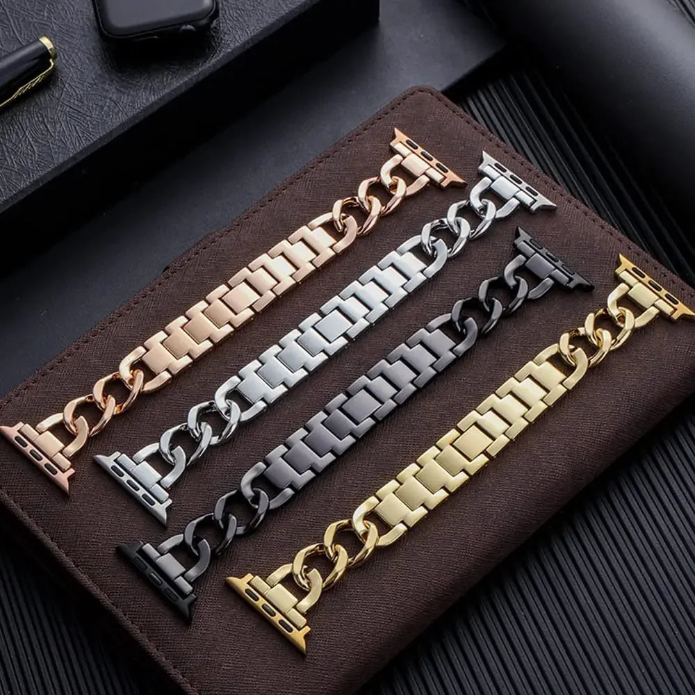 Cuban Link Strap for Apple Watch – Luxury Stainless Steel Bracelet