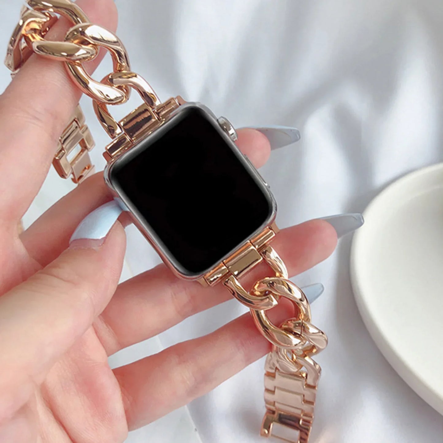 Cuban Link Strap for Apple Watch – Luxury Stainless Steel Bracelet